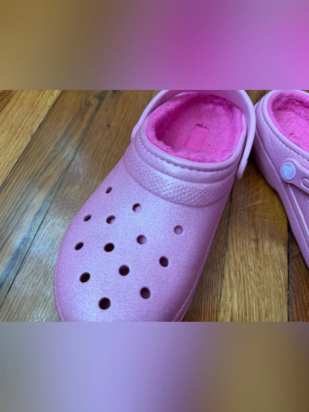 Crocs Classic Lined Clog Pink Glitter Shimmer Barbiecore Aesthetic